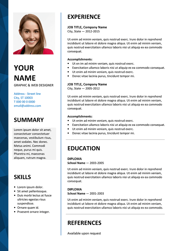 Free resume template in word