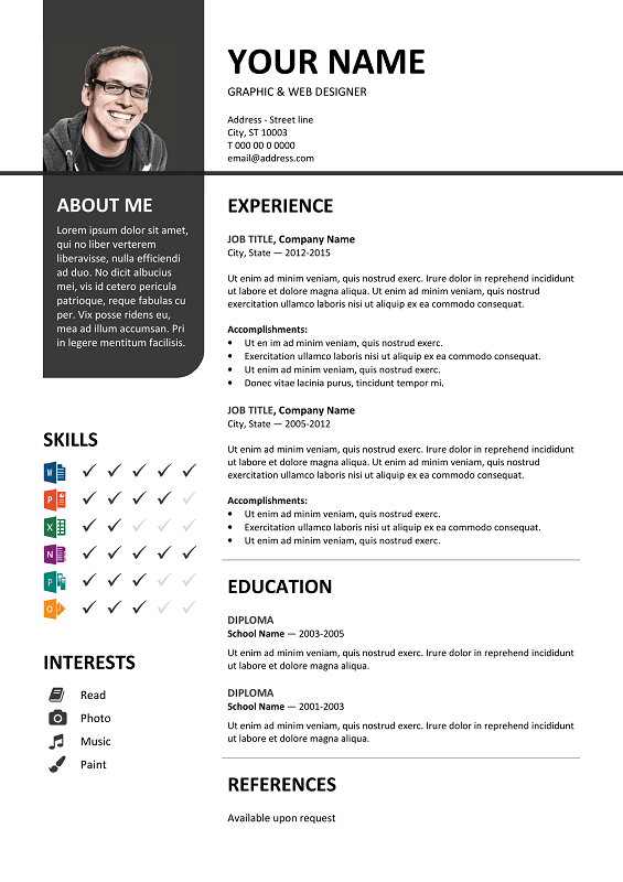 Bayview Resume Resume Gray