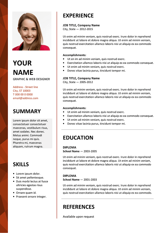 professional resume template word free download