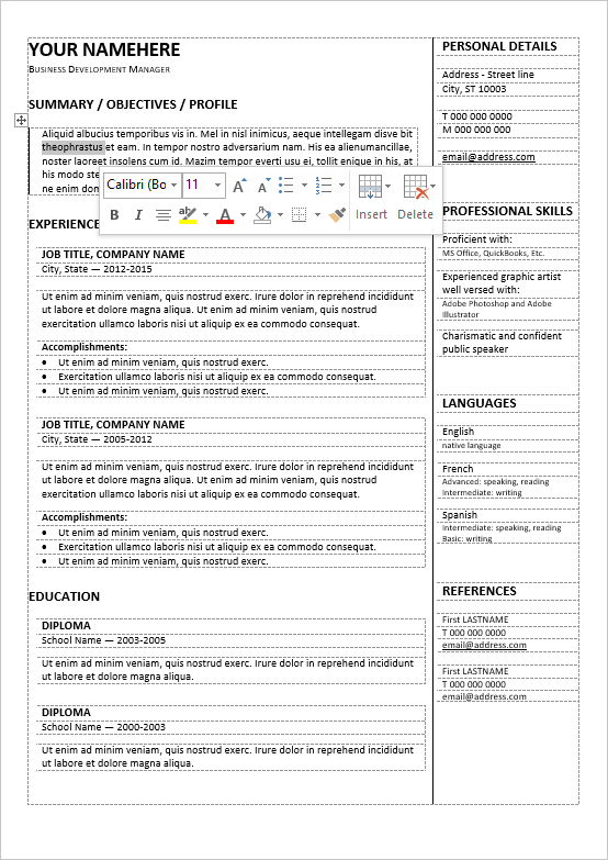 Gastown Formatted Resume Template for Word