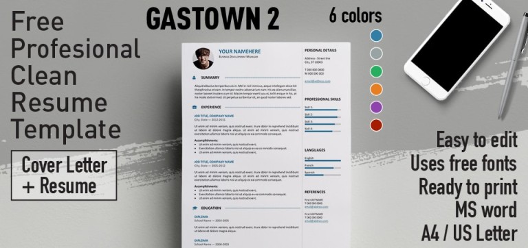 Gastown2 Free Professional Resume Template for MS Word