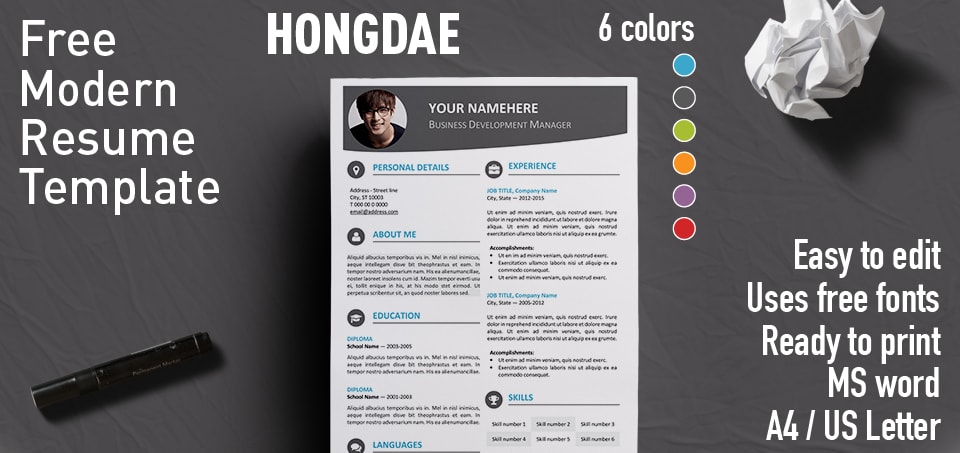 Hongdae Free Resume Template Word