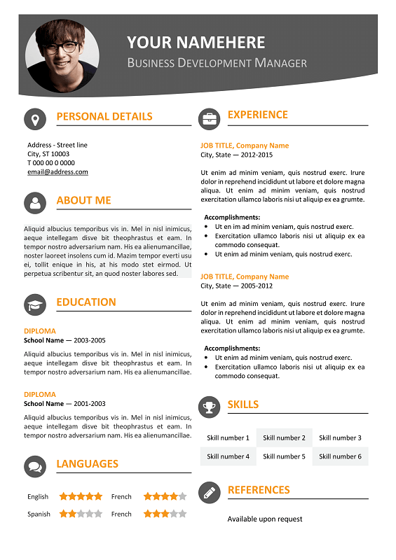 Hongdae Resume Template Orange