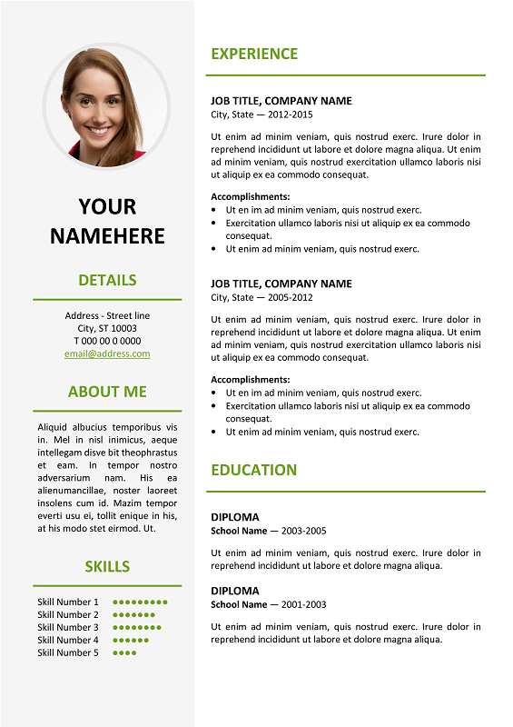 Ikebukuro Elegant Resume Template Green