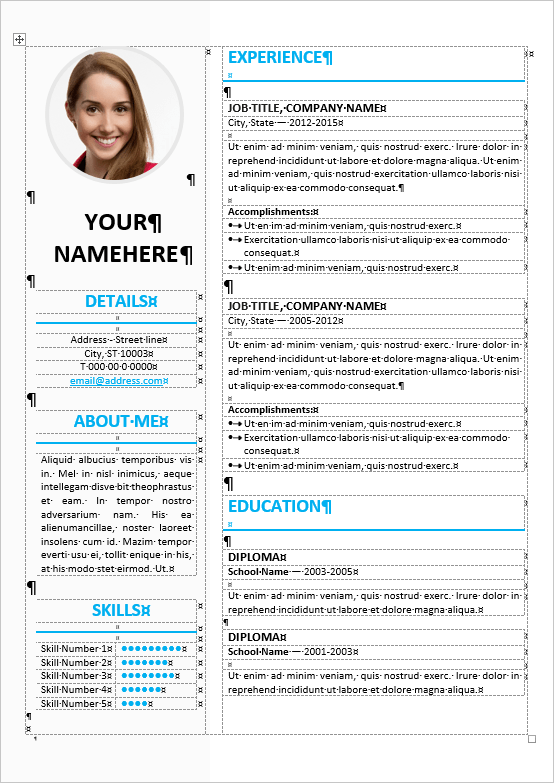 what is cv in tabular form