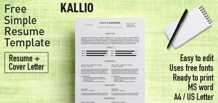 Kallio - Free simple resume template for Microsoft Word (DOCX)