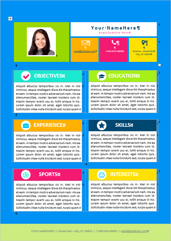 KIDS Editable Resume Template for Microsoft Word