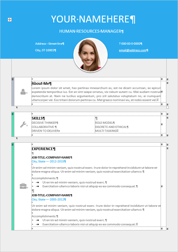 Le Marais Free Modern Resume Template Table-Formatted