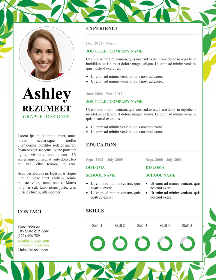 Fresh and Floral Free Resume Template