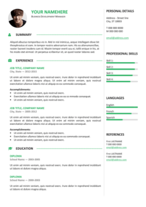 Gastown2 Free Professional Resume Template Green