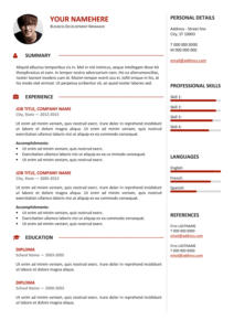 Gastown2 Free Professional Resume Template Red