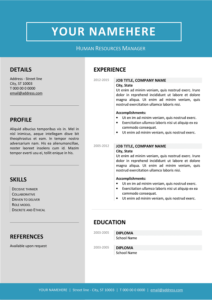Jordaan Resume / CV Template - Blue layout