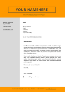 Jordaan Cover Letter Template - Orange layout