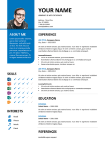 Bayview Free Resume Template Microsoft Word - Blue Layout