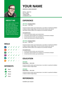 Bayview Free Resume Template Microsoft Word - Green Layout