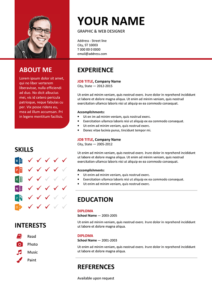 Bayview Free Resume Template Microsoft Word - Red Layout