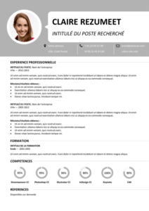 Centrum - Modèle gratuit de Curriculum Vitae 1-page - Gris