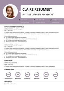 Centrum - Modèle gratuit de Curriculum Vitae 1-page - Violet