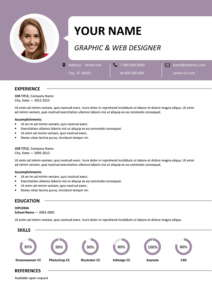 Centrum Free Resume Template Microsoft Word - Puple Layout