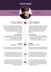 Esquilino Free Resume Template Microsoft Word - Purple Layout