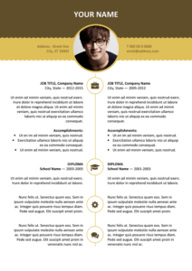 Esquilino Free Resume Template Microsoft Word - Yellow Layout