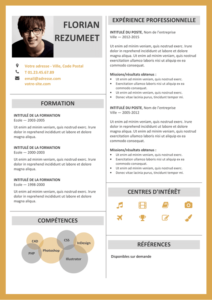 Fitzroy - Modèle gratuit de Curriculum Vitae avec Bordure - Jaune