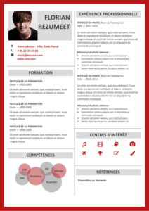 Fitzroy - Modèle gratuit de Curriculum Vitae avec Bordure - Rouge