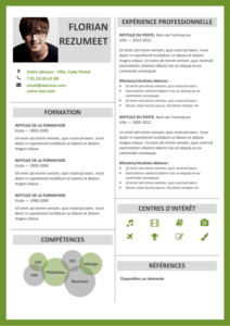 Fitzroy - Modèle gratuit de Curriculum Vitae avec Bordure - Vert