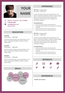 Fitzroy Free Resume Template Microsoft Word - Purple Layout