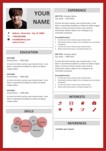 Fitzroy Free Resume Template Microsoft Word - Red Layout