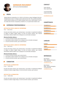 Gastown2 - Modèle gratuit de Curriculum Vitae professionnel - Orange