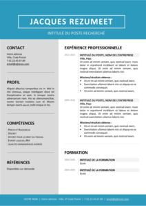 Jordaan - Modèle gratuit de Curriculum Vitae moderne - Bleu