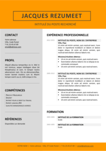 Jordaan - Modèle gratuit de Curriculum Vitae moderne - Orange