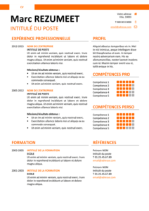 Montjuic - Modèle gratuit de Curriculum Vitae clair et simple - Orange