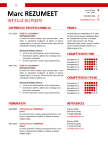 Montjuic - Modèle gratuit de Curriculum Vitae clair et simple - Rouge