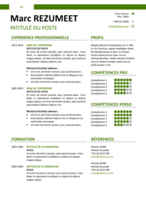 Montjuic - Modèle gratuit de Curriculum Vitae clair et simple - Vert