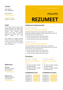 Peckham - Modèle gratuit de Curriculum Vitae professionnel - Jaune