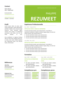 Peckham - Modèle gratuit de Curriculum Vitae professionnel - Vert
