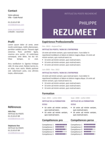 Peckham - Modèle gratuit de Curriculum Vitae professionnel - Violet