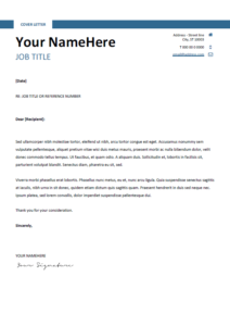 Free clean and simple cover letter template for Word (DOCX) - Blue