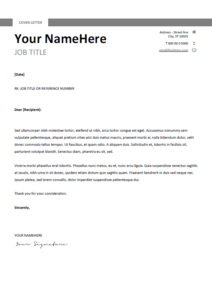 Free clean and simple cover letter template for Word (DOCX) - Gray