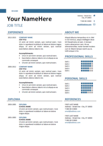 Free clean and simple resume template for Word (DOCX) - Blue