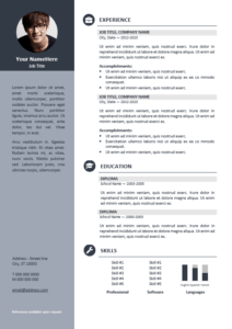 Orienta - Free professional resume CV template - Gray