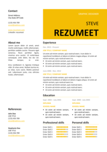 Peckham - Free Resume Template - Yellow