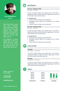Orienta - Free professional resume CV template - Green