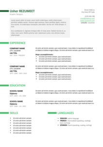 Ueno - Free Professional Resume Template - Green version