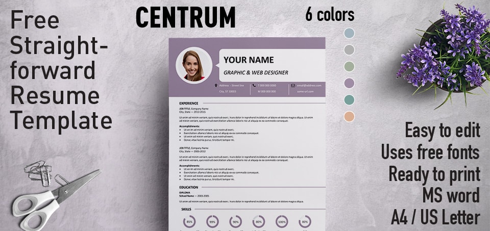 Centrum Free Resume Template Microsoft Word